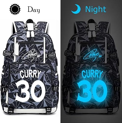 Miniatura 2 de FANwenfeng Mochila luminosa de 30 jugadores de baloncesto, mochila de viaje, para hombres y mujeres, Patrón gris - 2, Mochilas de viaje