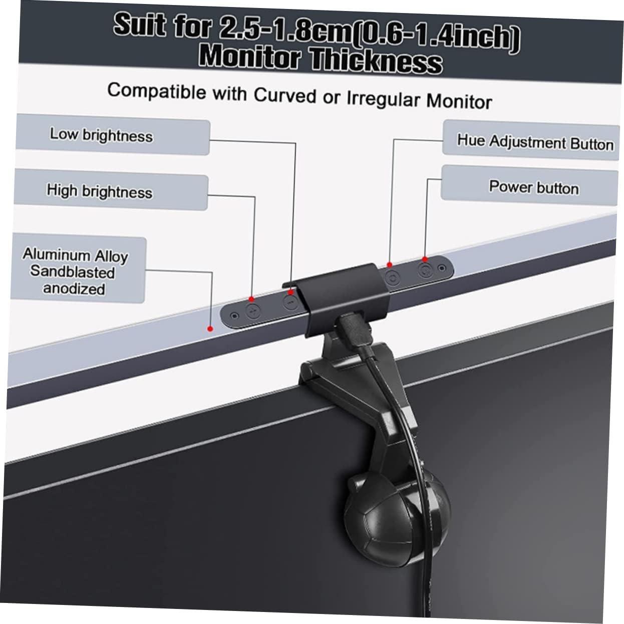 Gadpiparty Monitor Light Bar USB Led Screen Lamp for Desk Gaming Eye-Care Dimming Function Rotation Convenient Installation for Home Office and Study
