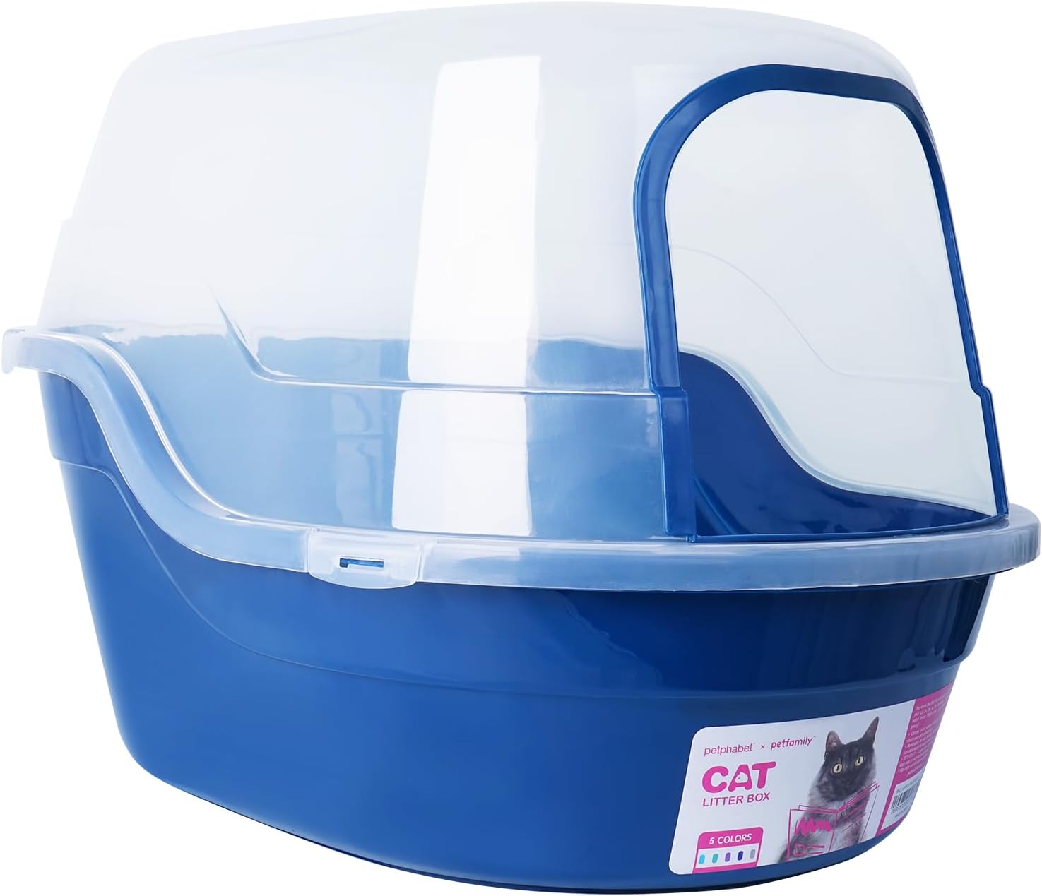 Petphabet large Cat Litter Tray Toilet Box gray, 63x48x43cm, Jumbo Hooded Cat Litter Tray with lid Extral Large Litter Box XXL Pet Litter Tray Navy