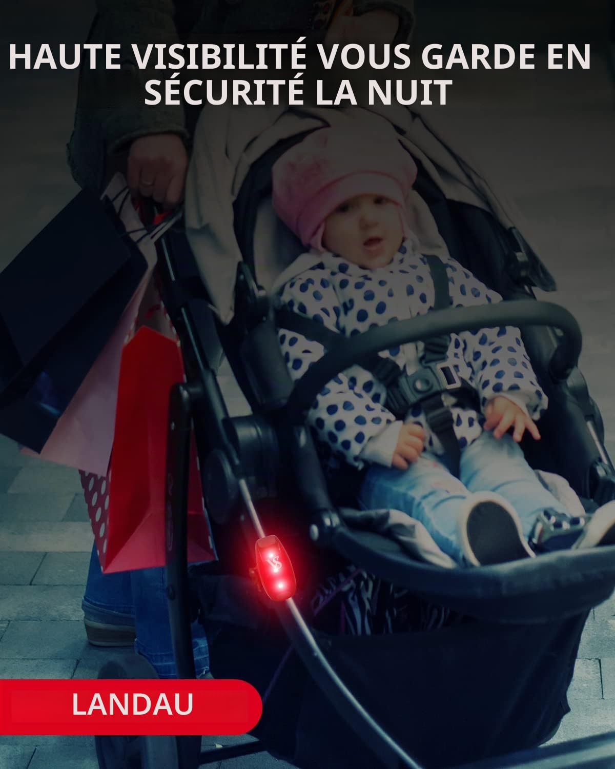 VICKSONGS Cartable à 2 LED Clignotantes - Rechargeable par USB - Pendentif LED - Lumière Clignotante pour vélo, Casque, Cartable - Lumière de sécurité