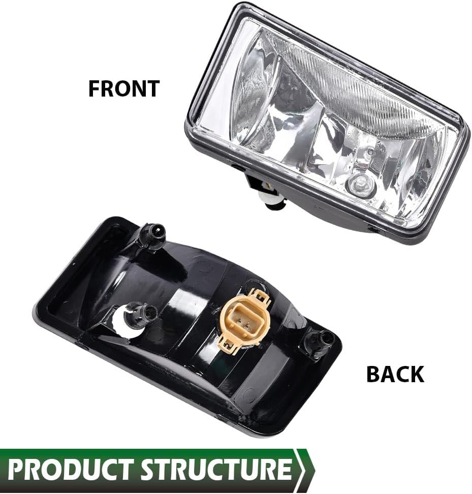 GRAND ORANGE Front Fog Lights Lamps Compatible with Chevy Avalanche Suburban Silverado GMC Sierra Yukon 2007-2015 Clear Lens 25883245 25883246 GM2593160 GM2592160
