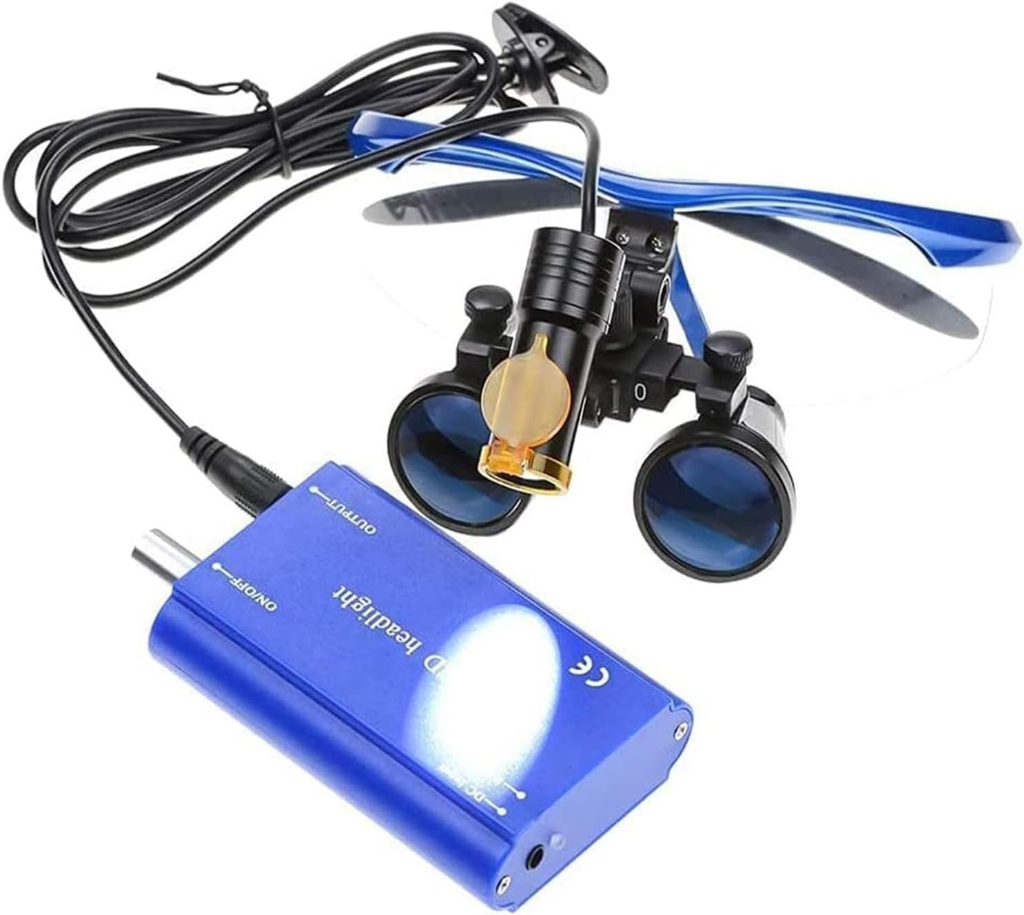 Professional Dental Loupes with LED Headlight & Adjustable Magnification - 2.5X/3.5X Surgical Glasses, Lightweight Frame, Blue Light Filter & Protective Case