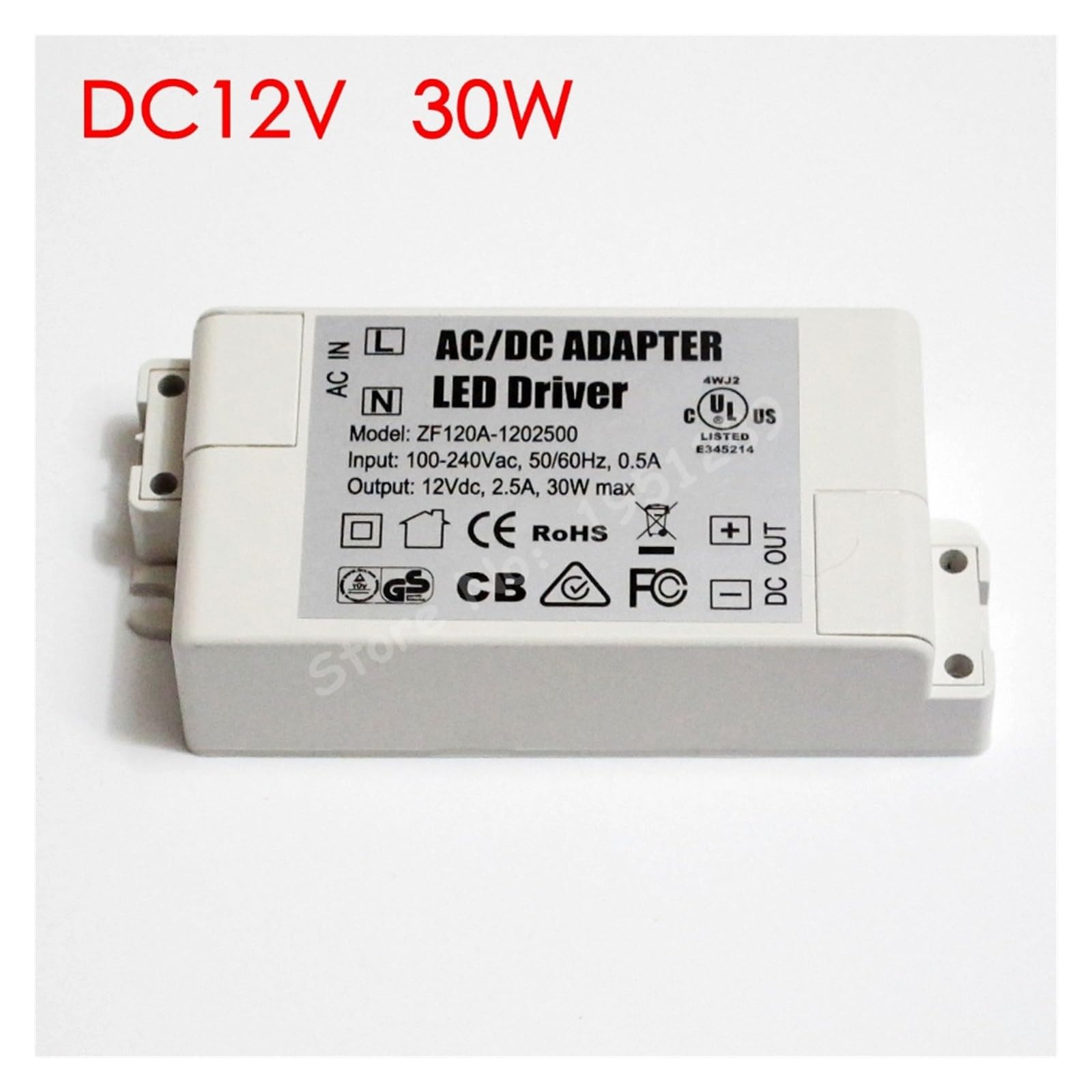 Pilote LED 30 W 2500 mA MR16 MR11 Adaptateur AC/DC Transformateur Entrée AC 100 V-240 V Sortie DC 12 V Convient for les spots LED et les bandes lumineuses LED.