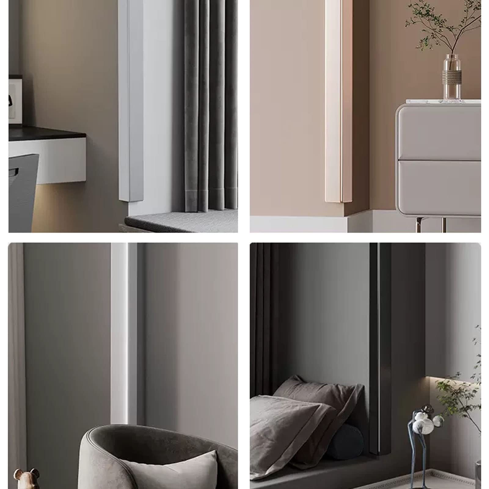 Protectores de Esquinas, Tiras Protectoras de Pared de aleación de Aluminio con Escudo Autoadhesivo for Oficina en casa(White,W 1cm)