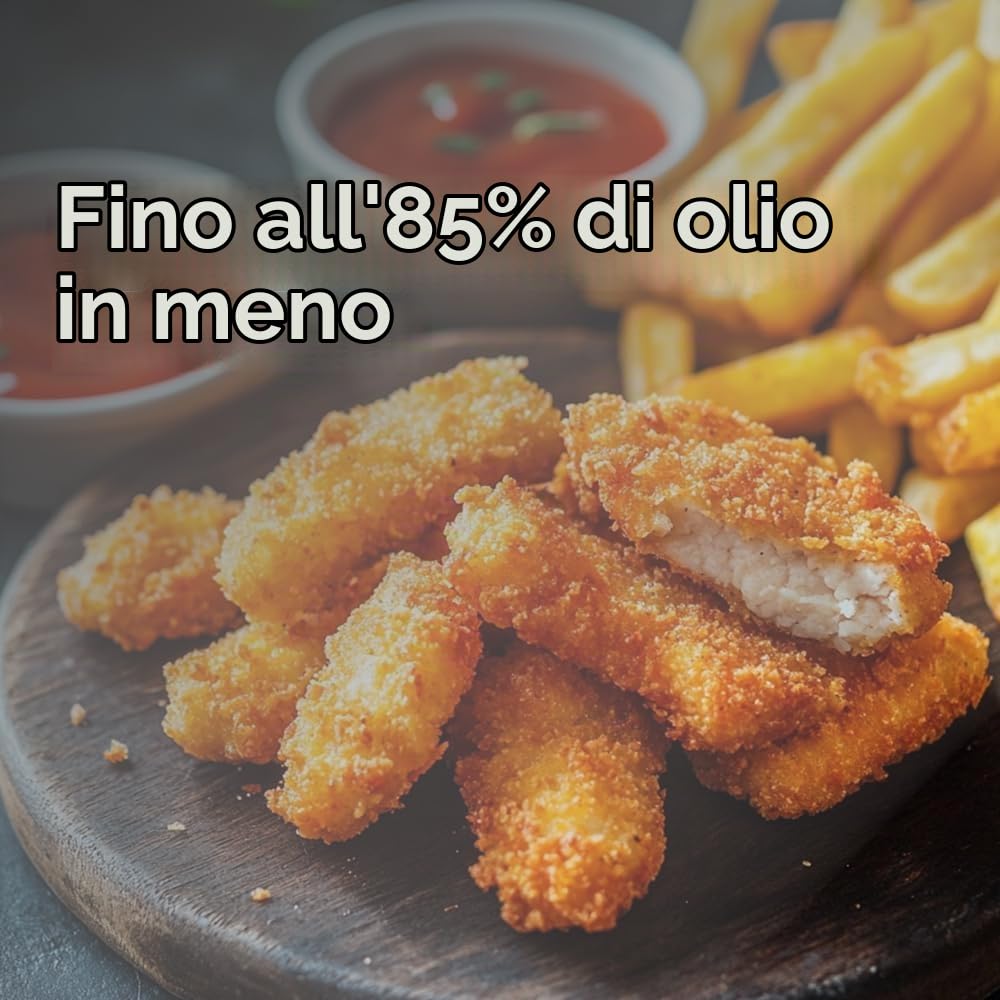 M mimotec - Doppio Touch 11L (5,5+5,5L) Friggitrice ad Aria Doppia Senza Olio, 2850W, 10 Menu, Touch Screen, Timer Regolabile 60 Minuti, 80-200°C, Cottura Facile e Sana