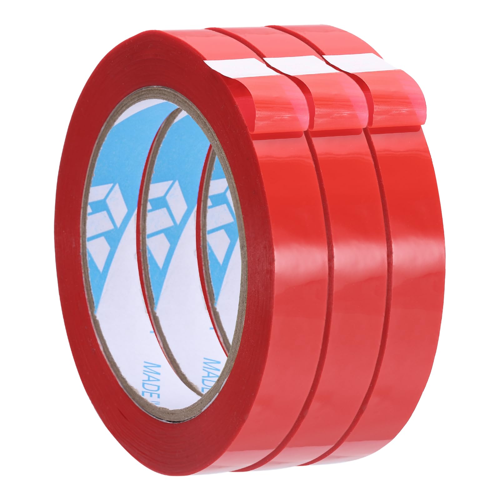 sourcing map 3Pcs Poly Bag Sealing Tape, 9/16" x 98.4 Yard Red