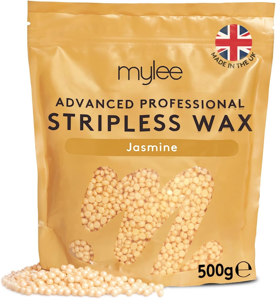 Advanced Stripless Wax 500g [Jasmine] Professional Hard Wax Beads, Painless Hair Removal, No Strips Needed, Peelable Hot Wax for Hair Removal, Full Body, Face, Bikini, Brazilian, Hollywood