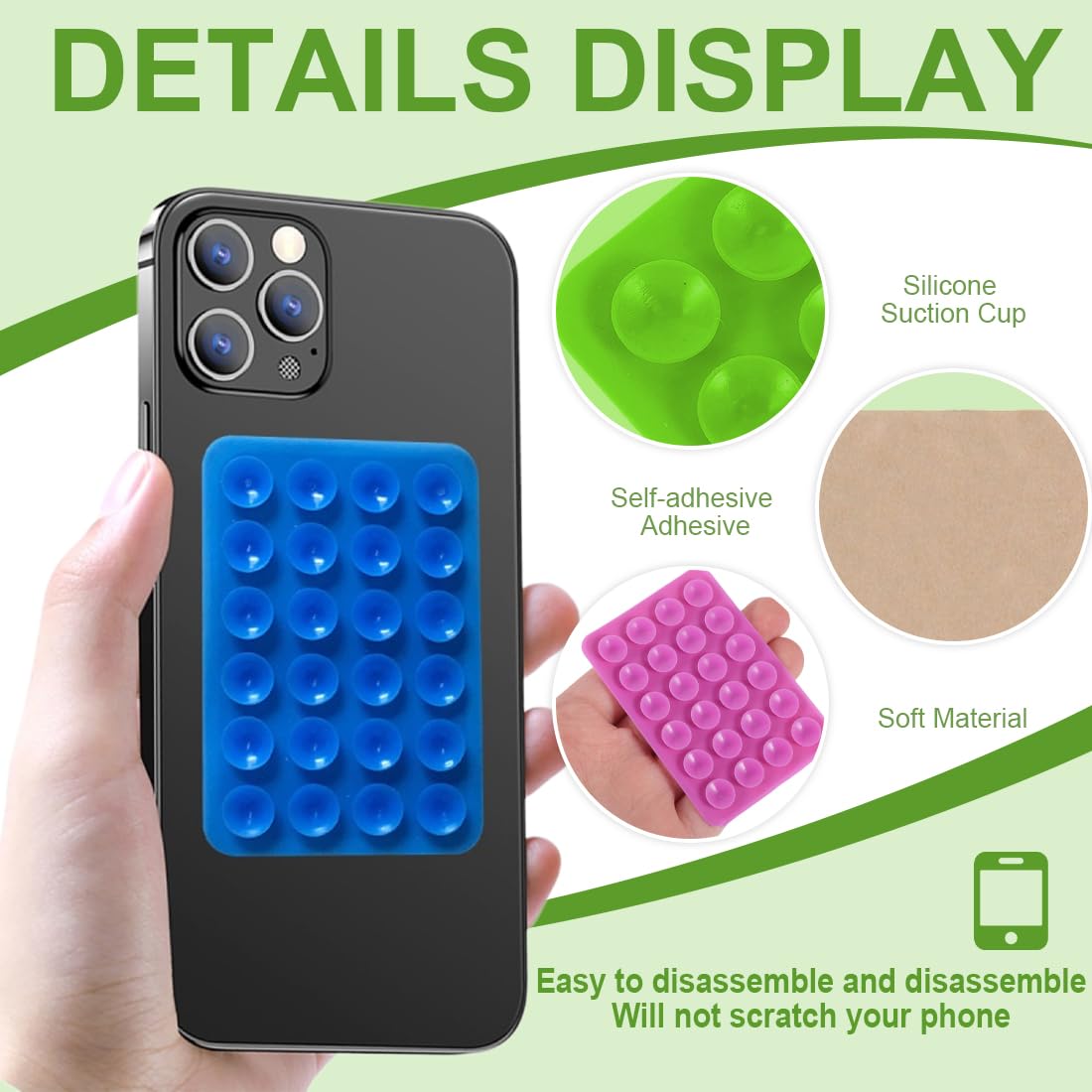 QHFlashbuy Supporto Ventosa per Telefono 8 Pezzi Silicone Supporto Smartphone da Auto Multiuso Ventosa Adesiva,Supporto Telefono Auto per Mobile Power Phone