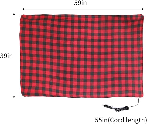 Miniatura 12 de Manta eléctrica para automóvil de 12 V, manta térmica de viaje, ligera y portátil para automóviles, clima frío y uso de campamento