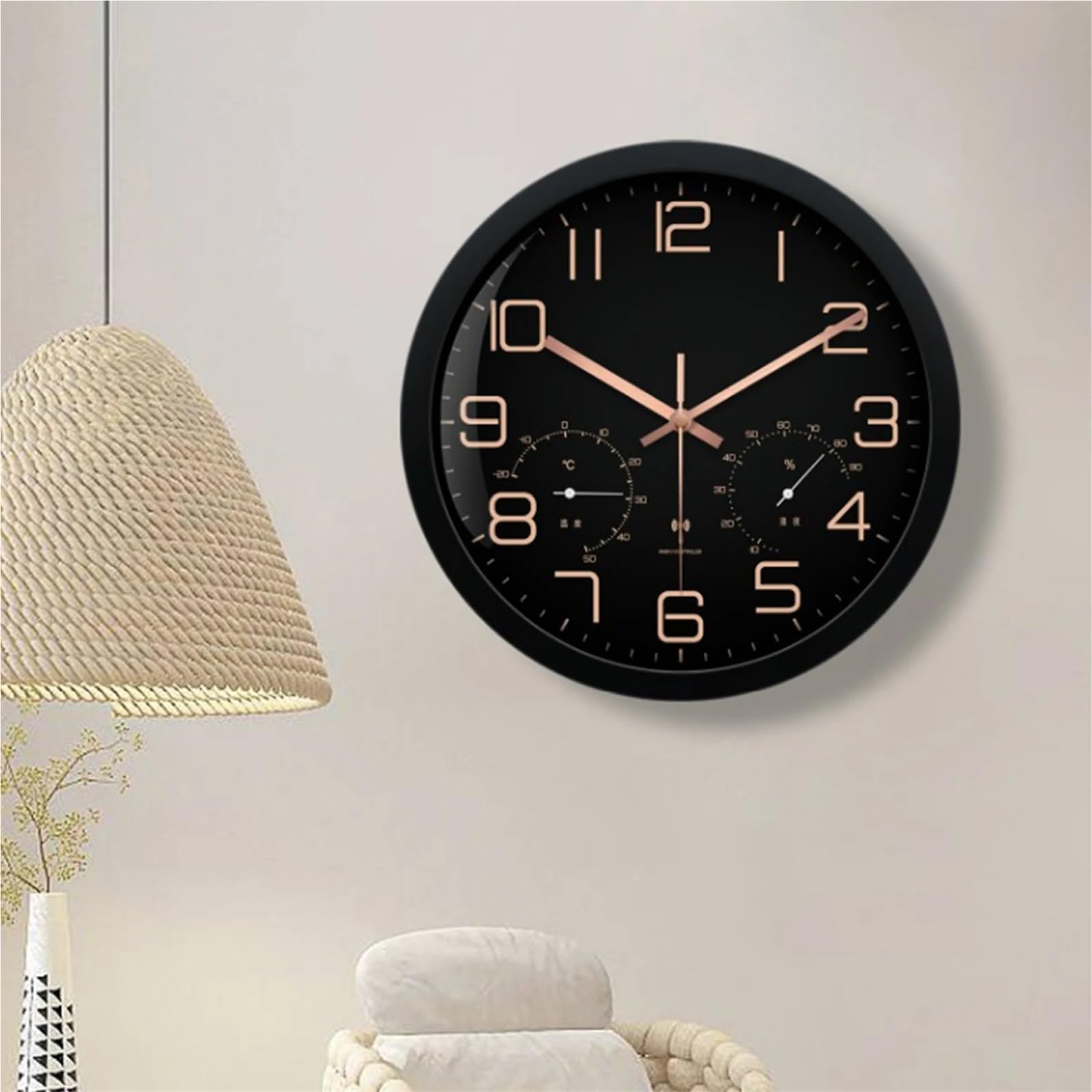 Orologio Da Bagno Orologio da parete elegante da 12 pollici, design moderno con temperatura integrata for l'arredamento dell'home office