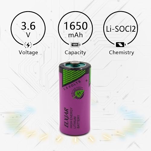 Miniatura 3 de elxjar Paquete de 2 baterías de repuesto TL-5955 de 3.6 V 2/3AA para Tadiran TL-2155 TL-4955 TL-5155 TL-5955, Xeno XL-055F, Comp-100 batería de