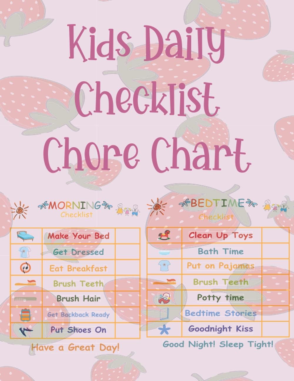 Kids Daily Checklist Chore Chart: Daily Routine, Tasks and checklist Chore Chart Planner For Kids( Morning and Bed Time Checklist ) 8.5" By 11" Inches Paperback – 3 Oct. 2021