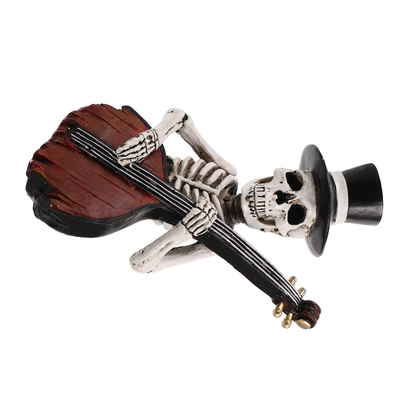 Squelette Halloween Résine avec Violon Statue Décorative aux Finitions Sculptées