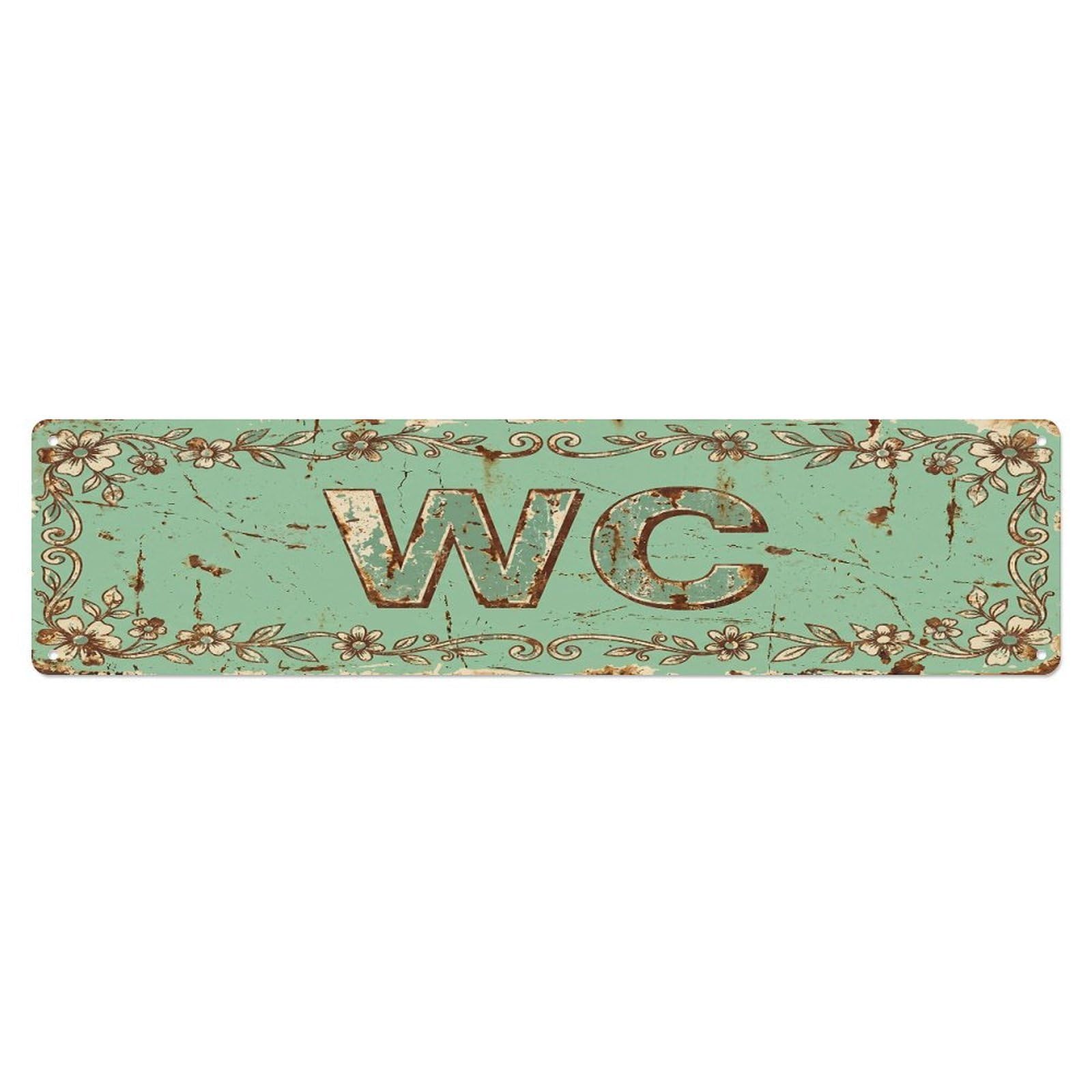 Distressed Nostalgic Cottage Facility Toilet(WC) Door Metal Tin Sign Plaque Wall Decor for Cafe, Club Bar, Office, Home Garden Metal Poster 4x16Inch