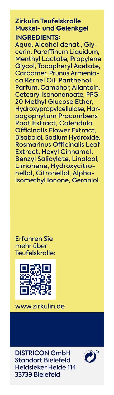 Zirkulin Teufelskralle Muskel- und Gelenkgel 750ml – Schnelle Entlastung bei Verspannungen und Gelenkbeschwerden – mit Vitamin E Ringelblume & Rosmarin - für Wohlbefinden und Beweglichkeit