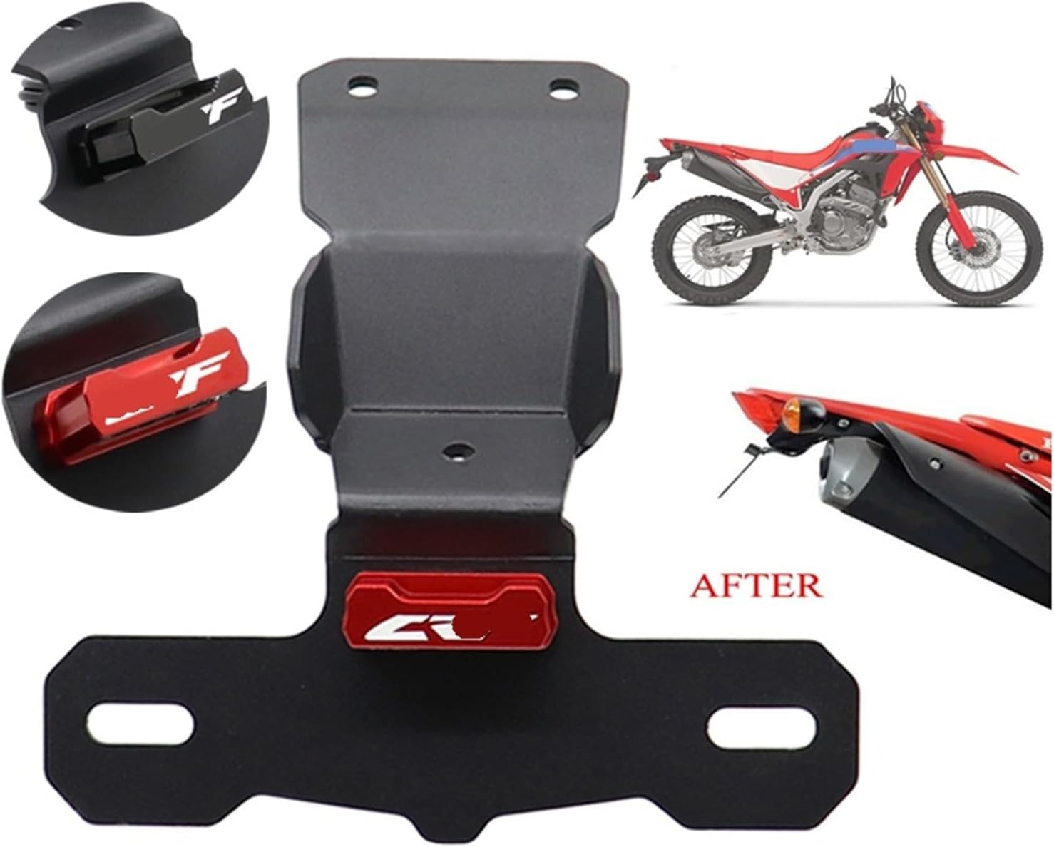Motorbike Rear Registration Bracket Tail Tidy License Plate Holder Frame LED Light Compatible with CRF300L CRF 300 L Rally 2021-2024(Red)