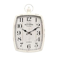 Menterry Large Retro Rectangle Wall Clock, White Antique Vintage Style, Battery Operated Silent