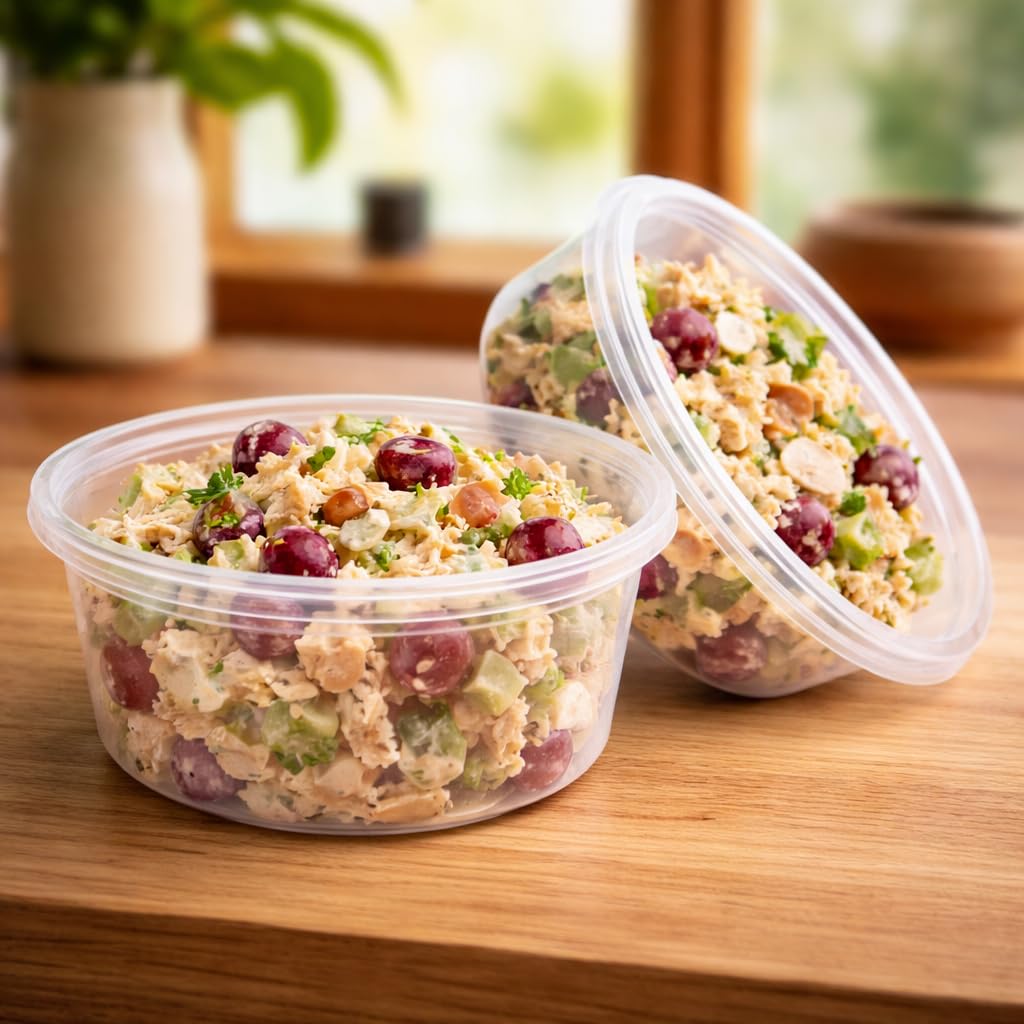 Forceman Clear Round Plastic Takeaway Containers With Lids Stackable - Reusable, Leakproof, Dishwasher & Microwave Safe, Bpa Free Meal Prep Containers (50, 8Oz/ 250Ml)