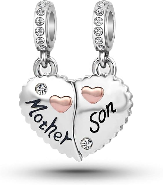 KunBead Jewelry Mother and Son Dangle Birthday Charms Compatible with Pandora Bracelets Necklaces Mothers Day Gifts for Mum from Son