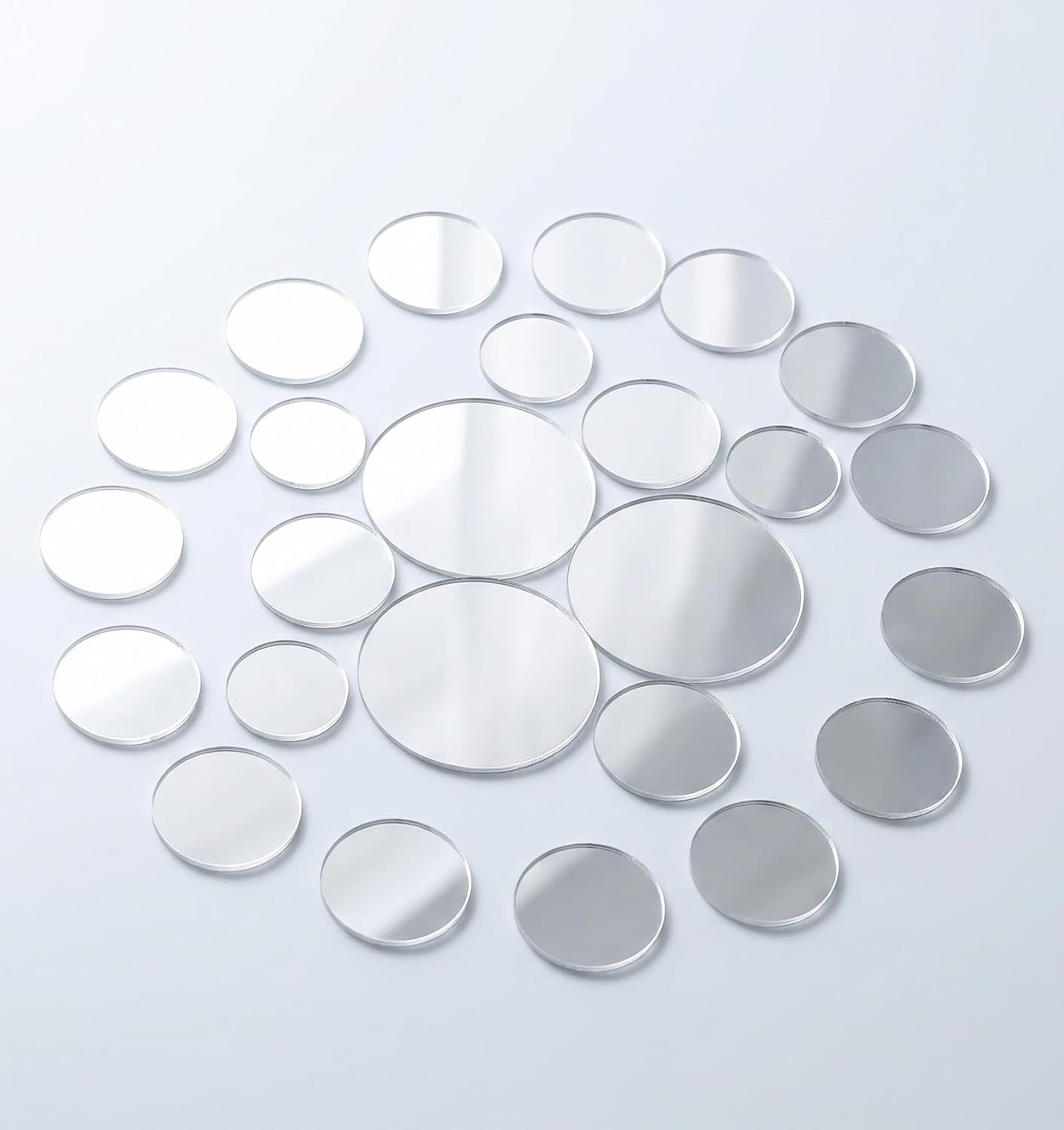 28Pcs Small Round Mirrors for Crafts, Adhesive Acrylic Craft Mirrors