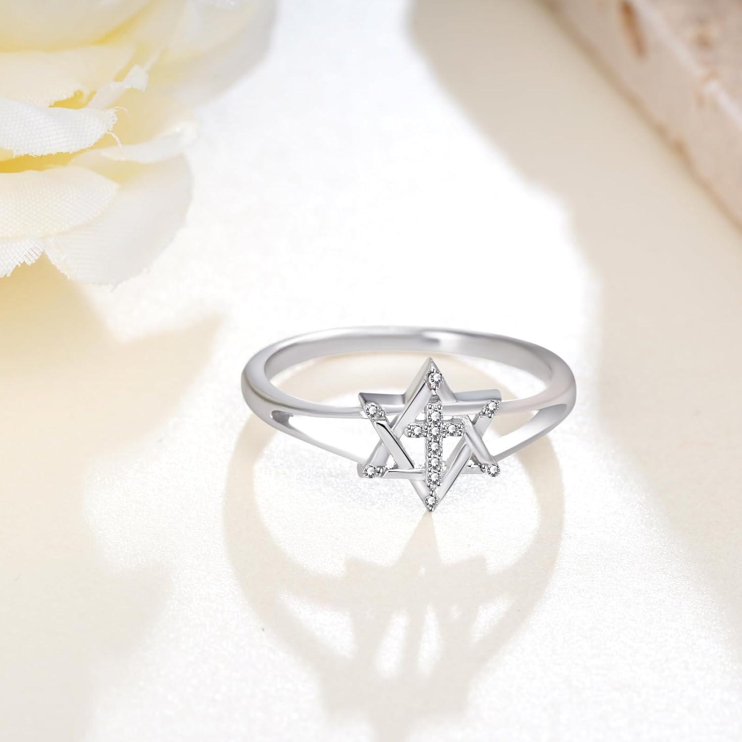Star of David Cross Ring 925 Sterling Silver Star of David Jewish Ring Jewish Jewelry Gifts for Women
