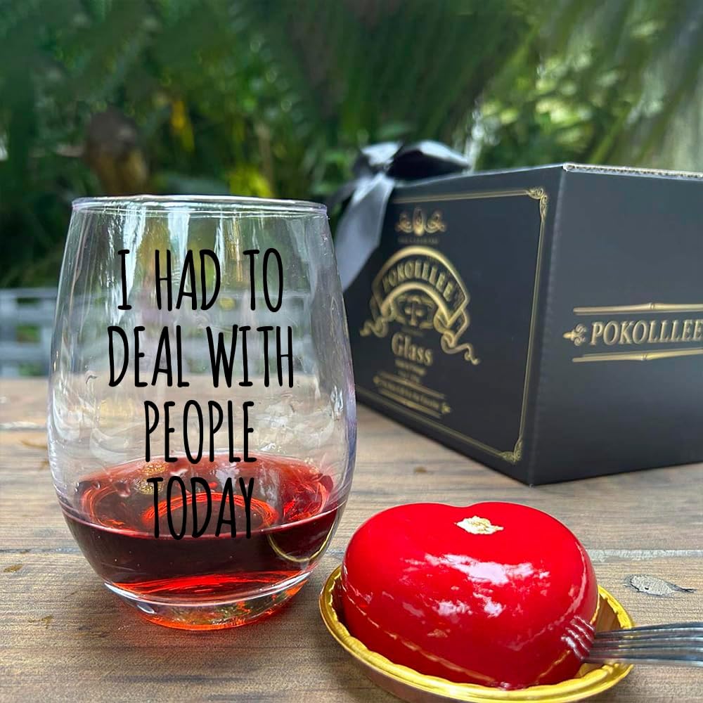 I Had to Deal with People Today Retirement Wine Glass, Funny Retired Gifts for Coworker, Humor Office Happy Retirement Gifts for Teacher, Birthday Christmas Gift for Introvert Women Men Boss - Image 6