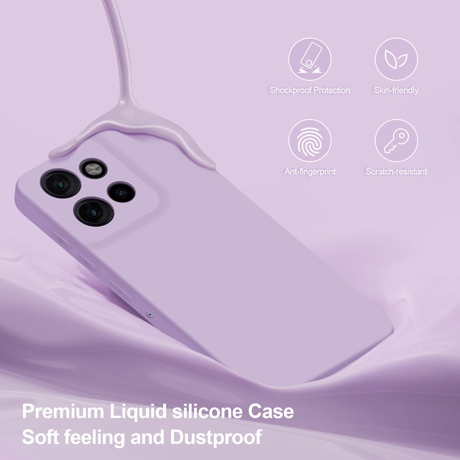 Cover per Motorola Edge 50 Neo, Custodia Antiurto Case Sottile in Silicone TPU con Fodera in Microfibra e Protezione della Fotocamera -Viola Chiaro