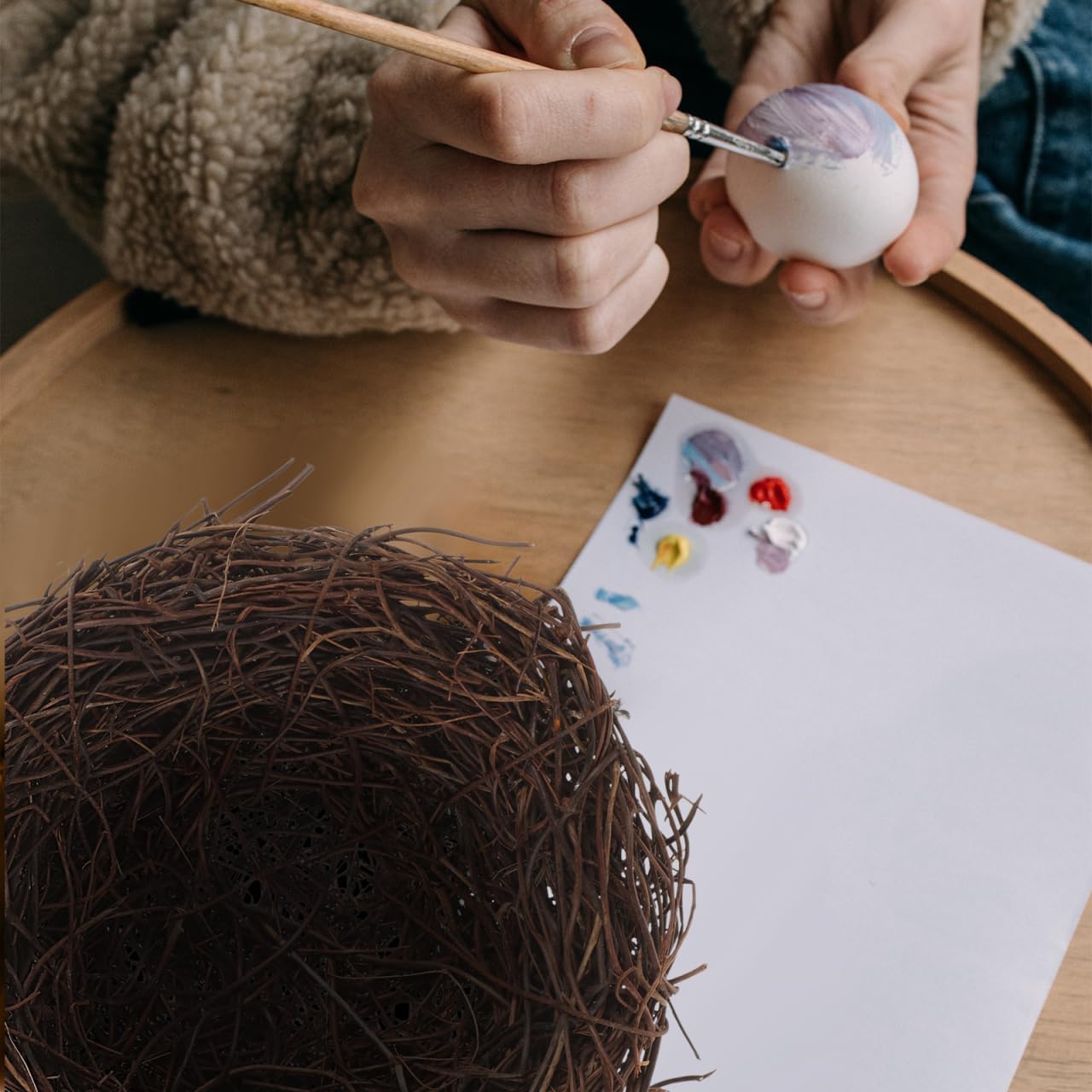 POPETPOP Rattan Bird Nest Decor Handmade Artificial Bird Nest Cage Accessory Garden Ornament Photography Prop Desk Tree Holiday Wedding Easter Display 5.90 X 5.90 X 3.14 in image 2