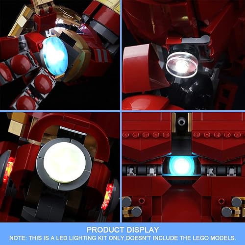 Miniatura 3 de VONADO Kit de luces LED para Lego Hulkbuster 76210, iluminación de bricolaje compatible con Hulkbuster Lego (sin modelo Lego), juego de luces