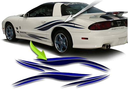 30th Anniversary Feather Decal Kit Stripes Vinyl Racing Stripes -Compatible with Pontiac Firebird Trans Am 93-97 98-02 Gloss Black only