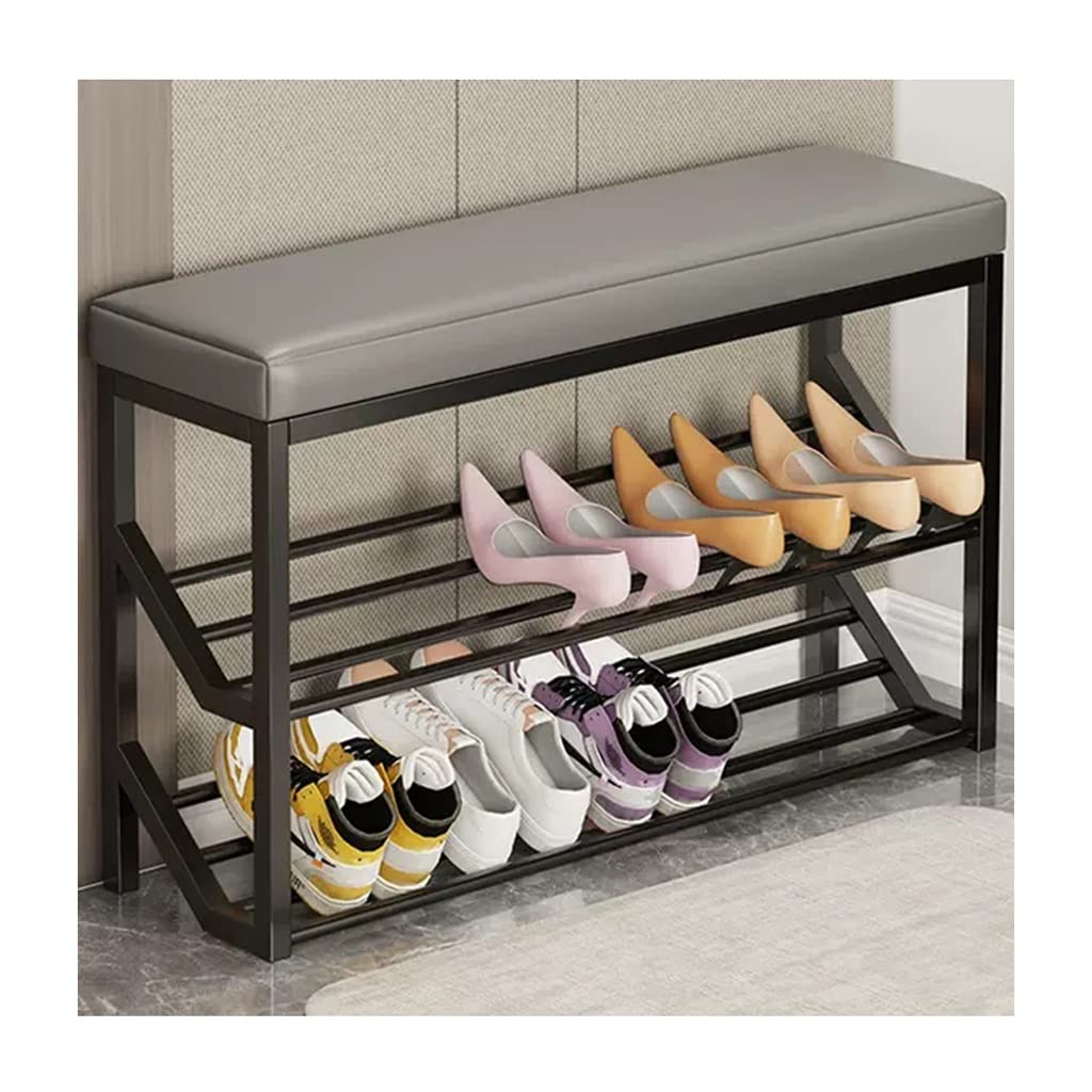 MSHGSKU 2-Tier Shoe Rack Storage Bench with Seat - Industrial Entryway Organizer for Home Entry