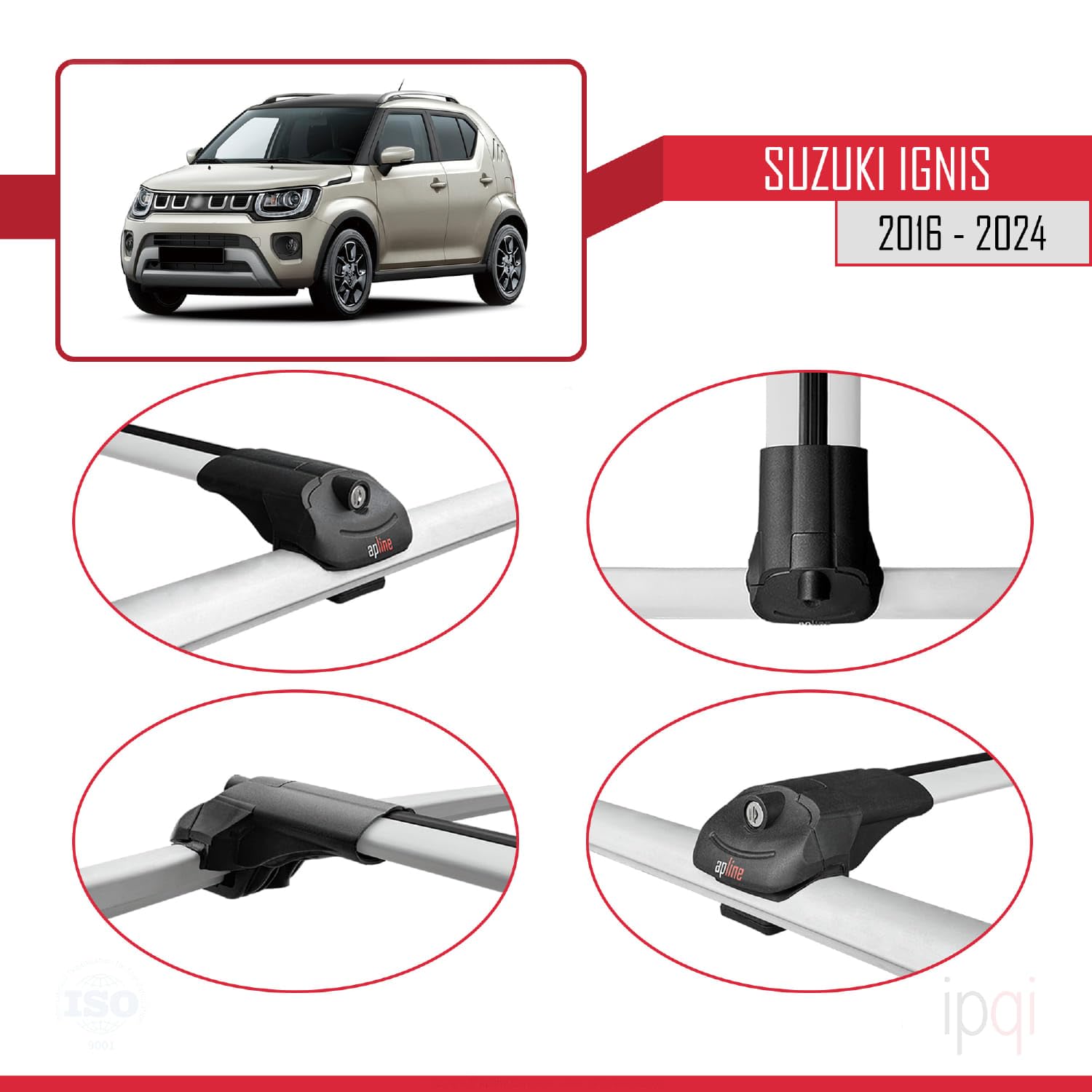 Suzuki Ignis 2016-2024 Ace-1 Barre Tetto Portapacchi Auto Barre Portatutto Grigo Alluminio 2 Barre