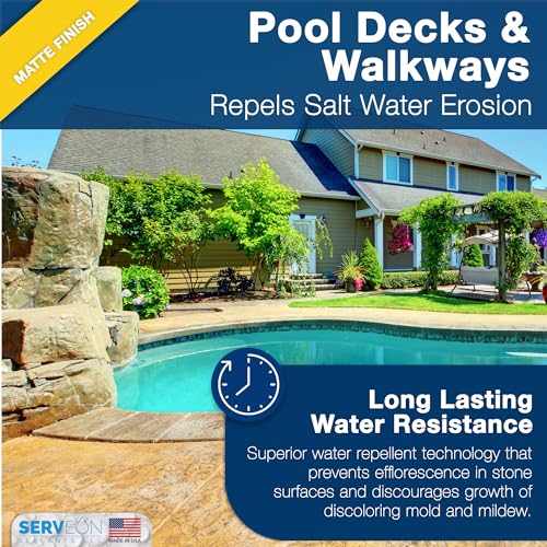Natural Stone Sealer Plus Stain Guard (Matte Finish) Commercial Grade Outdoor Indoor Waterproof Grout Sealer Protects Pavers Pools Patios Landscape Stones (1 Gallon) H2900S - Image 5