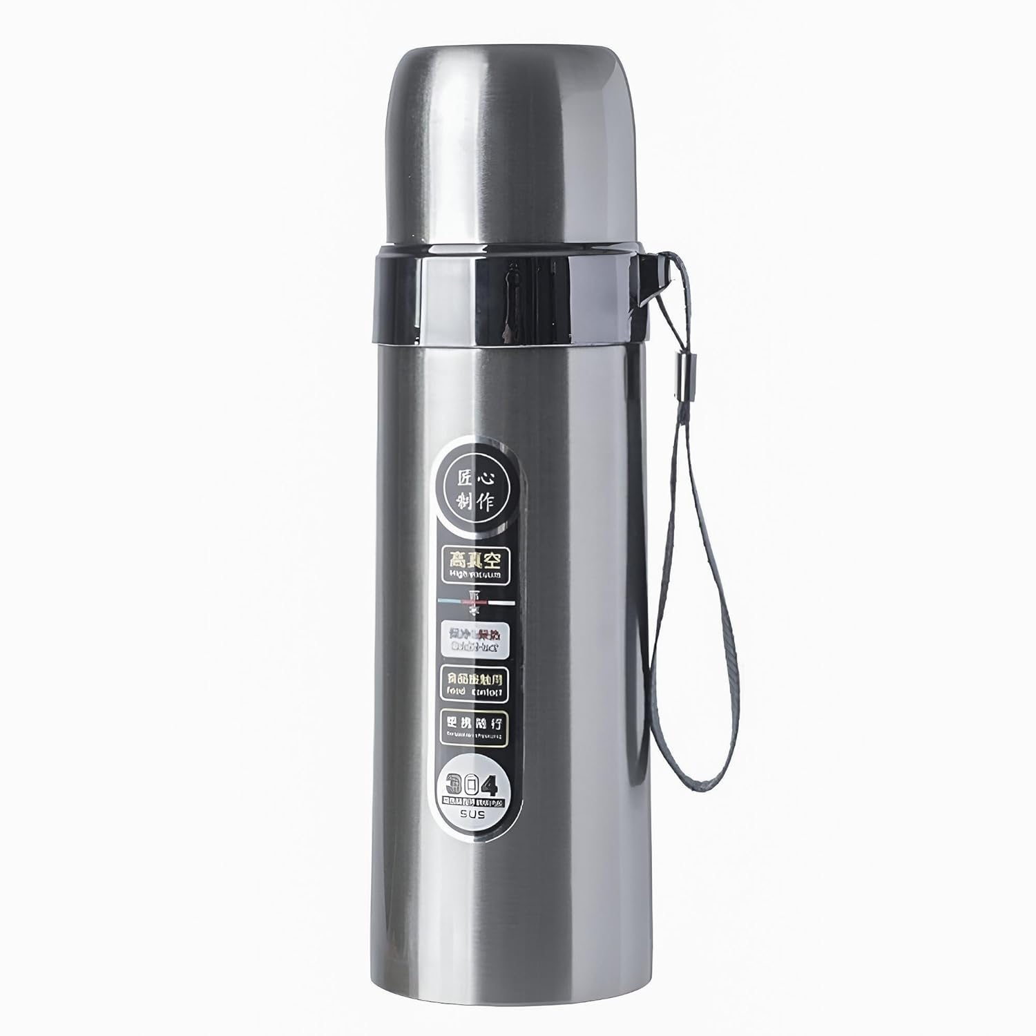 Premium Stainless Steel Vacuum Insulated Water Bottle 500ml. | Double Wall Thermos Flask, Leak-Proof Silver Bottle with Carrying Strap for Travel, Gym & Outdoors (Silver) Premium Stainless Steel Vacuum Insulated Water Bottle 500ml. | Double Wall Thermos Flask, Leak-Proof Silver Bottle with Carrying Strap for Travel, Gym & Outdoors (Silver)