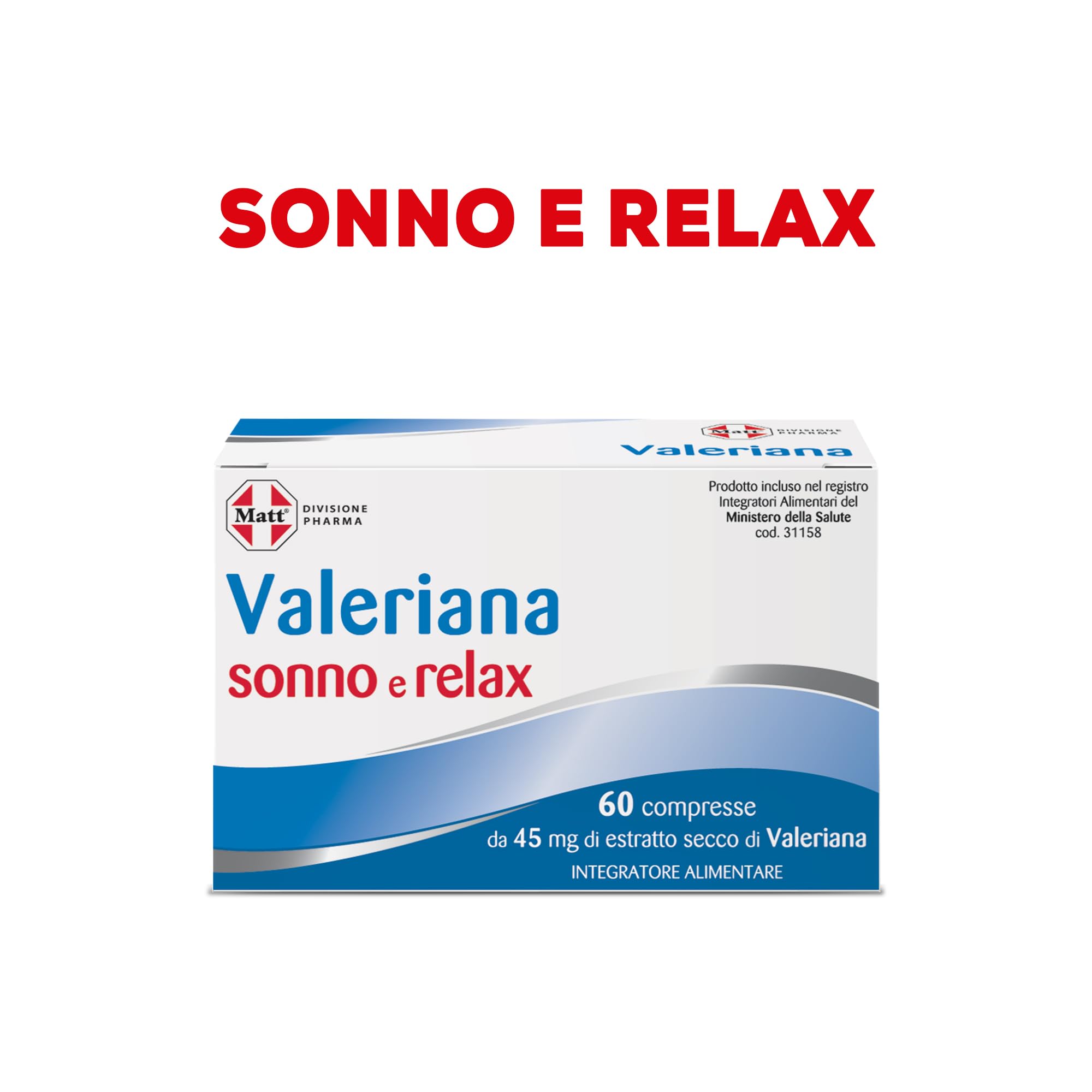 Matt, Valeriana, Integratore Alimentare di Valeriana Utile per Favorire il Rilassamento e il Sonno, Migliora la Qualità del Sonno, Confezione con 60 Compresse, 8.28 g