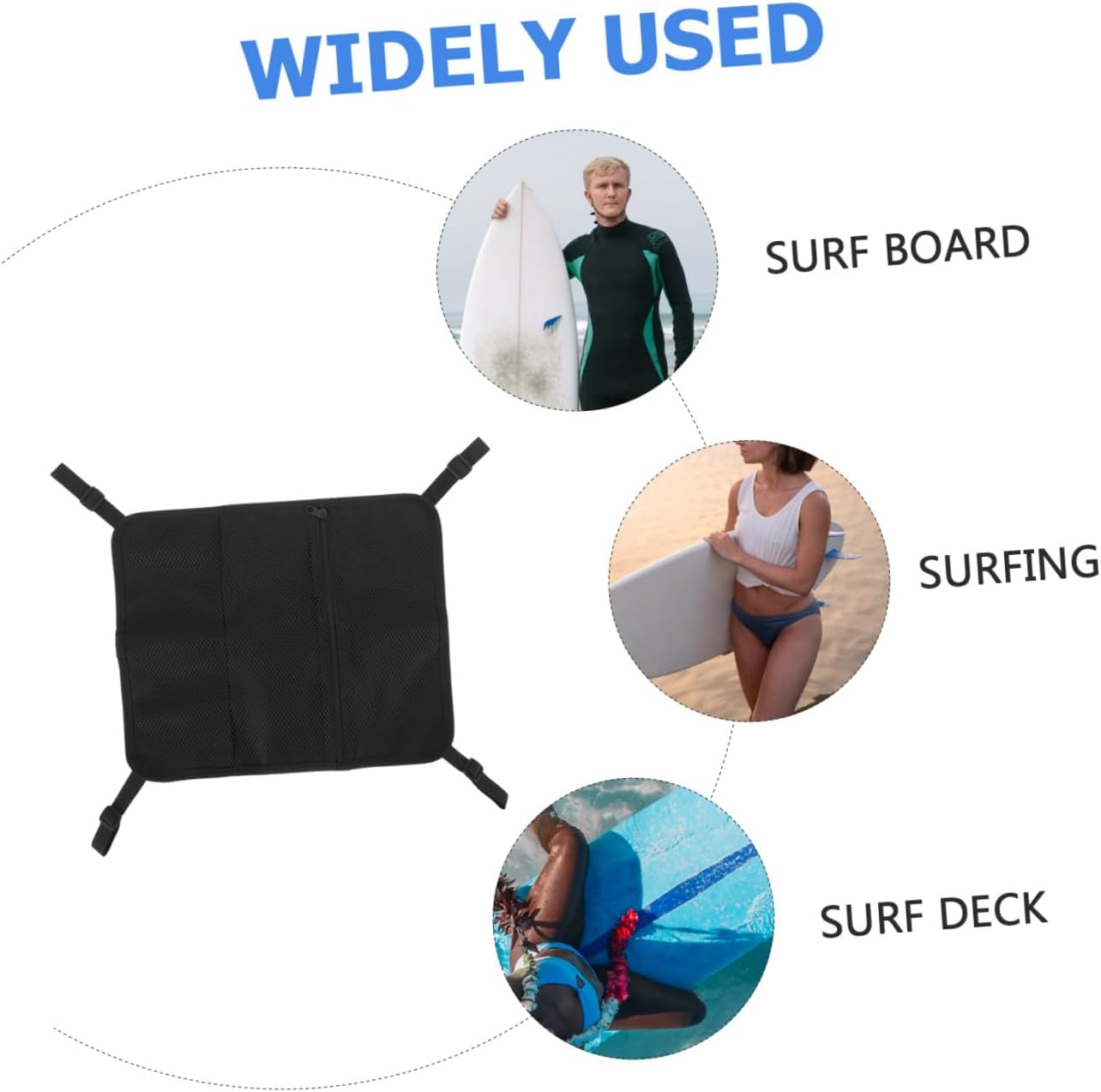 NOLITOY Paddleboard Mesh Storage Bag with Buckle Deck Pouch Waterproof Kayak Deck Organizer for Water Sports and Surfboard Accessories