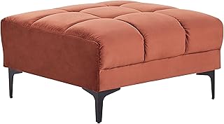 Beliani Otomana Rectangular de Tela Acolchada capitoné reposapiés Rojo Alnes