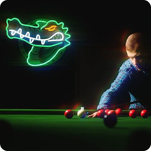 Miniatura 5 de Letreros de neón de cocodrilo, letrero de neón de cocodrilo para decoración de pared, letrero de neón LED USB, bar, pub, tienda, club, garaje,