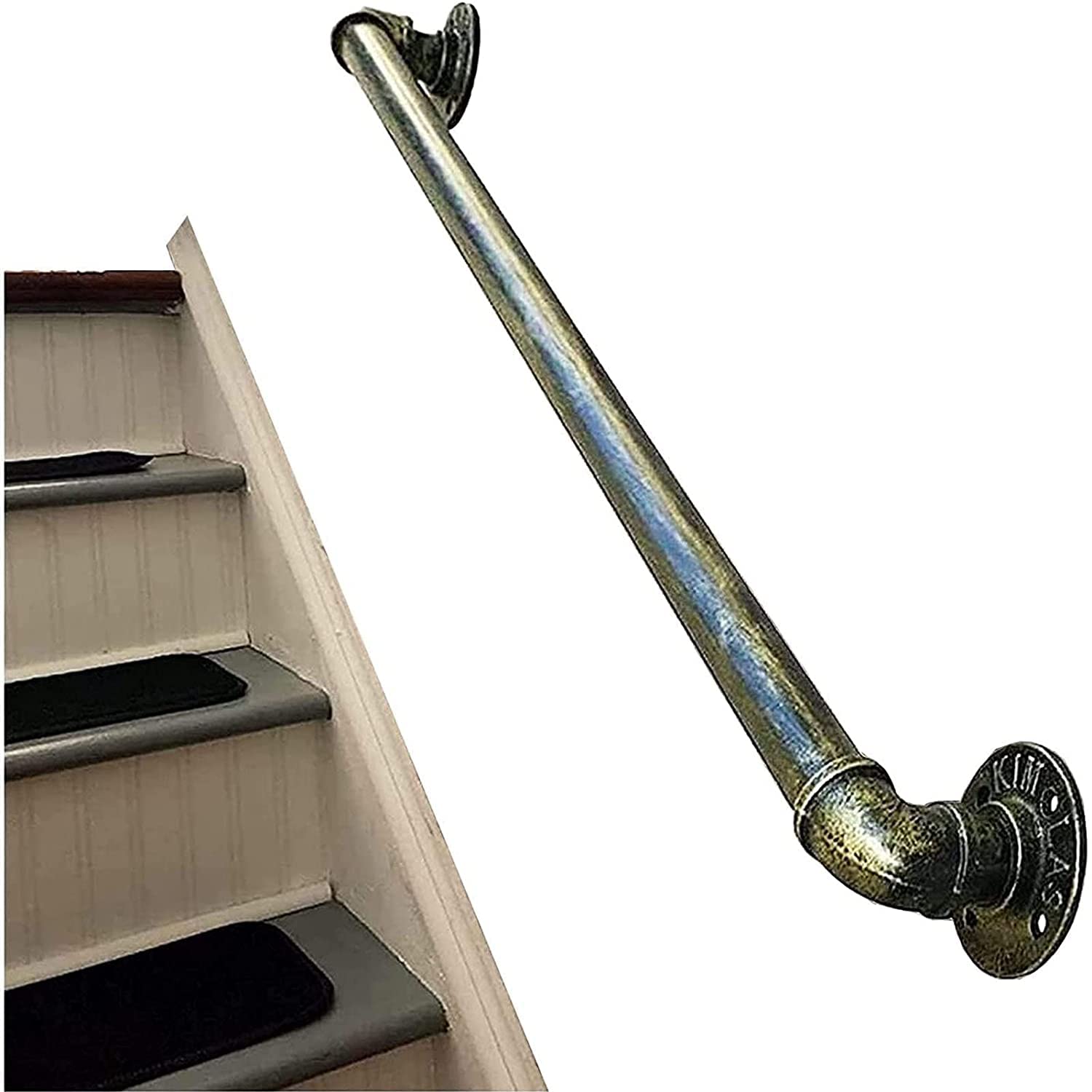 Buy Brass Metal Staircase Railing,Industrial Wrought Iron Pipe Banister