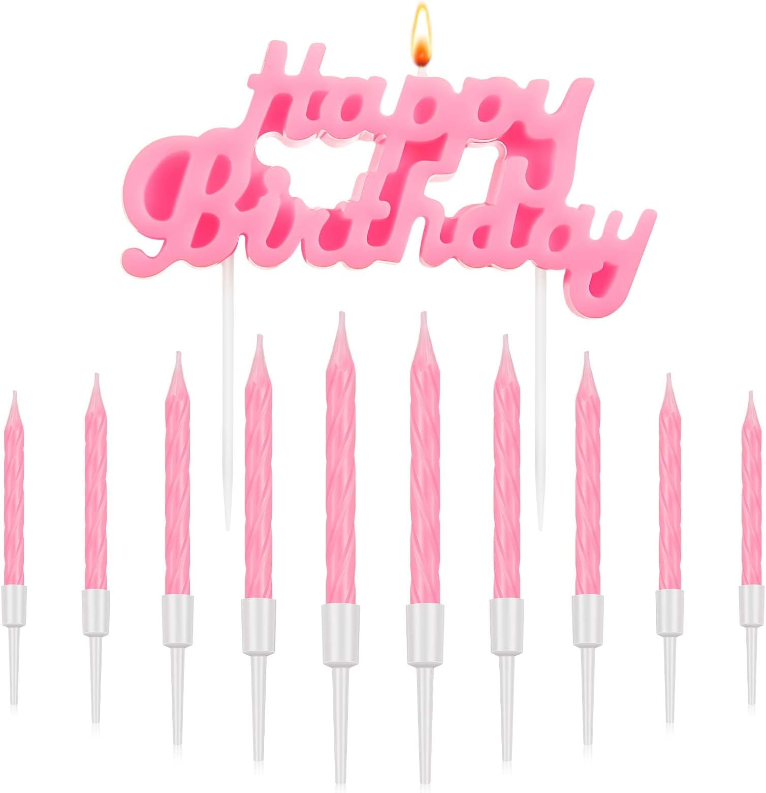 Pink Happy Birthday Letter Candle for Cake,Alphabet