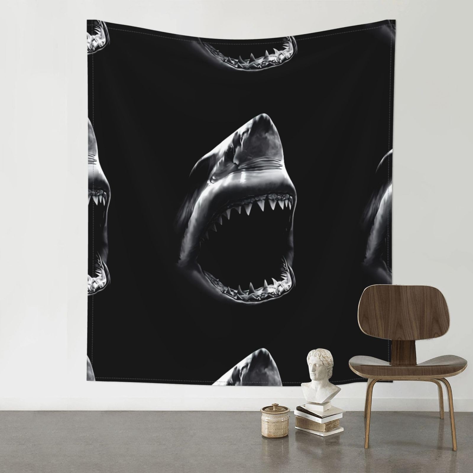 YYHWHJDE Shark Prints 60x51in Wall Tapestry – High-Grade Polyester Throw for Dorm, Beach & Home Decor