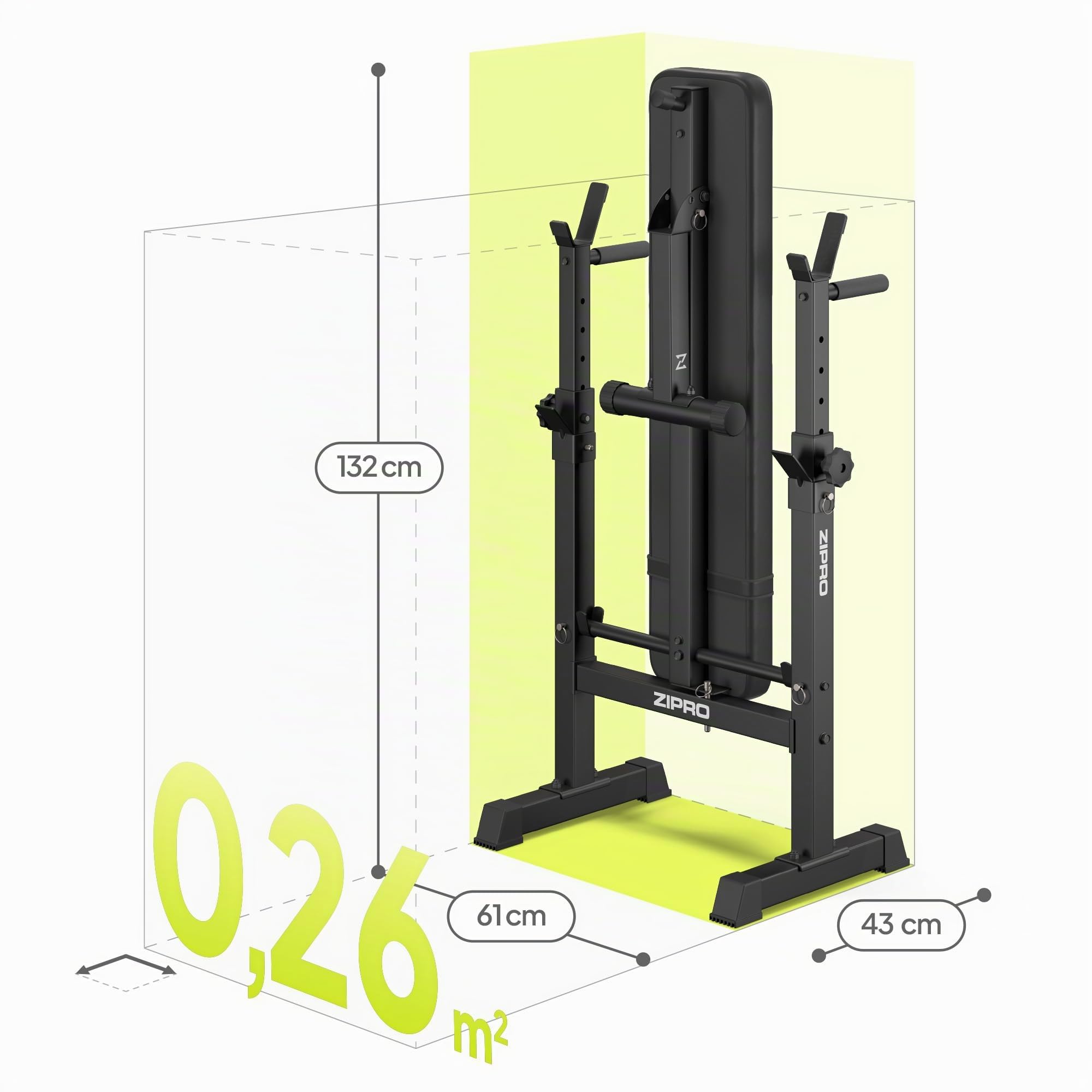 ZIPRO Panca pesi per panca piana regolabile con supporti per bilanciere panca fitness pieghevole con maniglie per push up capacità 230 kg per home gym