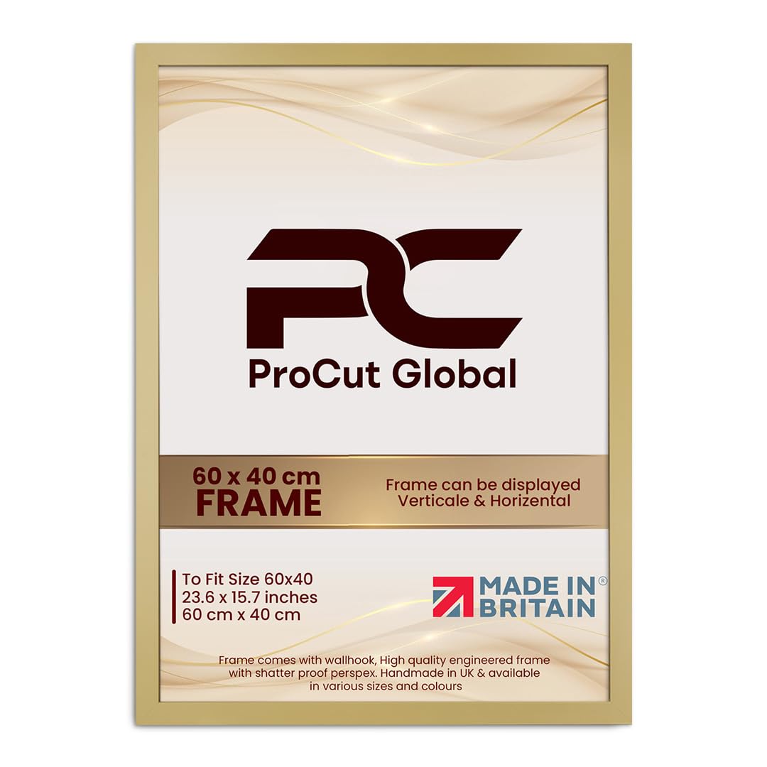Procut Global 60X40CM Mustard Yellow Picture Frames - Modern Wooden Photo Frame with Shatterproof Perspex for Wall or Tabletop - Perfect for Posters, Certificates, Prints - Sizes & Colors Available