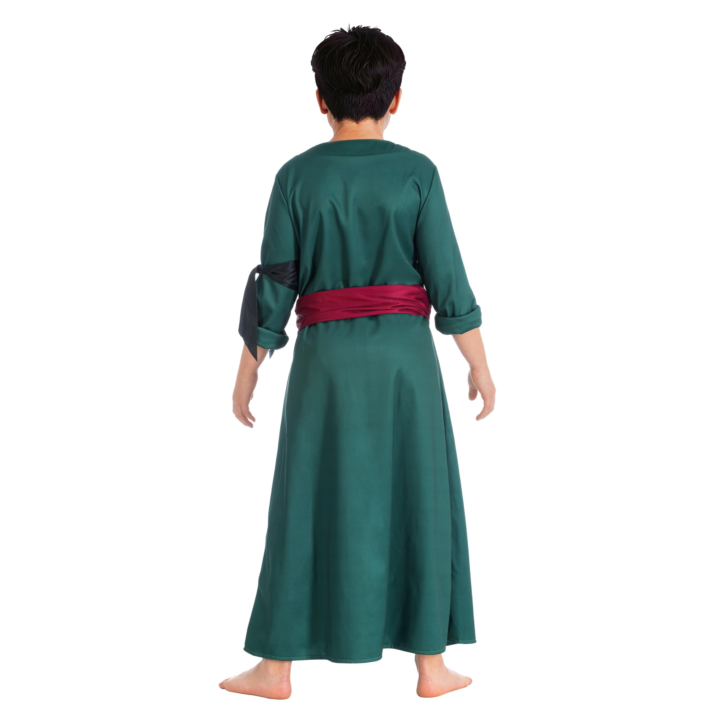 Chaks - Costume da Zoro per ragazzi, outfit ufficiale One Piece, set anime 2 pezzi con mantello e cintura per cosplay e carnevale