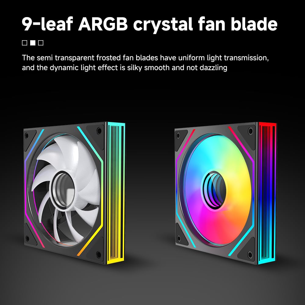 Prism4 Ultra X3 120mm PC ARGB Computer Case Fans|Infinity Mirror|Daisy-Chain|4 PIN PWM 1850RPM(Black Reverse_Triple Pack)