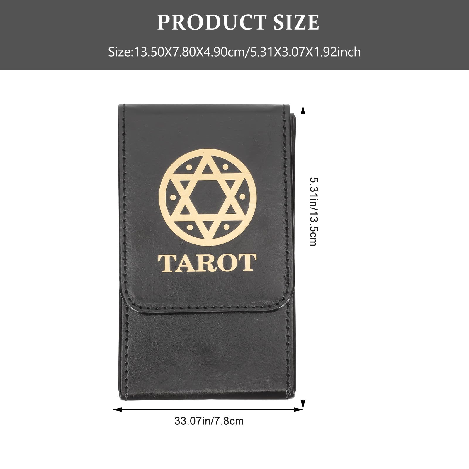 Estuche Rectangular Portátil de Pu para Cartas de Tarot Tapa Sellada, Caja Organizadora Negra para Almacenar Cartas de Forma Segura