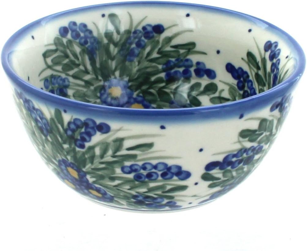 Blue Rose Polish Pottery - Cherry Red Bouquet Dessert Bowl - 5.25" Diameter - Perfect Bowl for Desserts, Appetizers, and Snacks