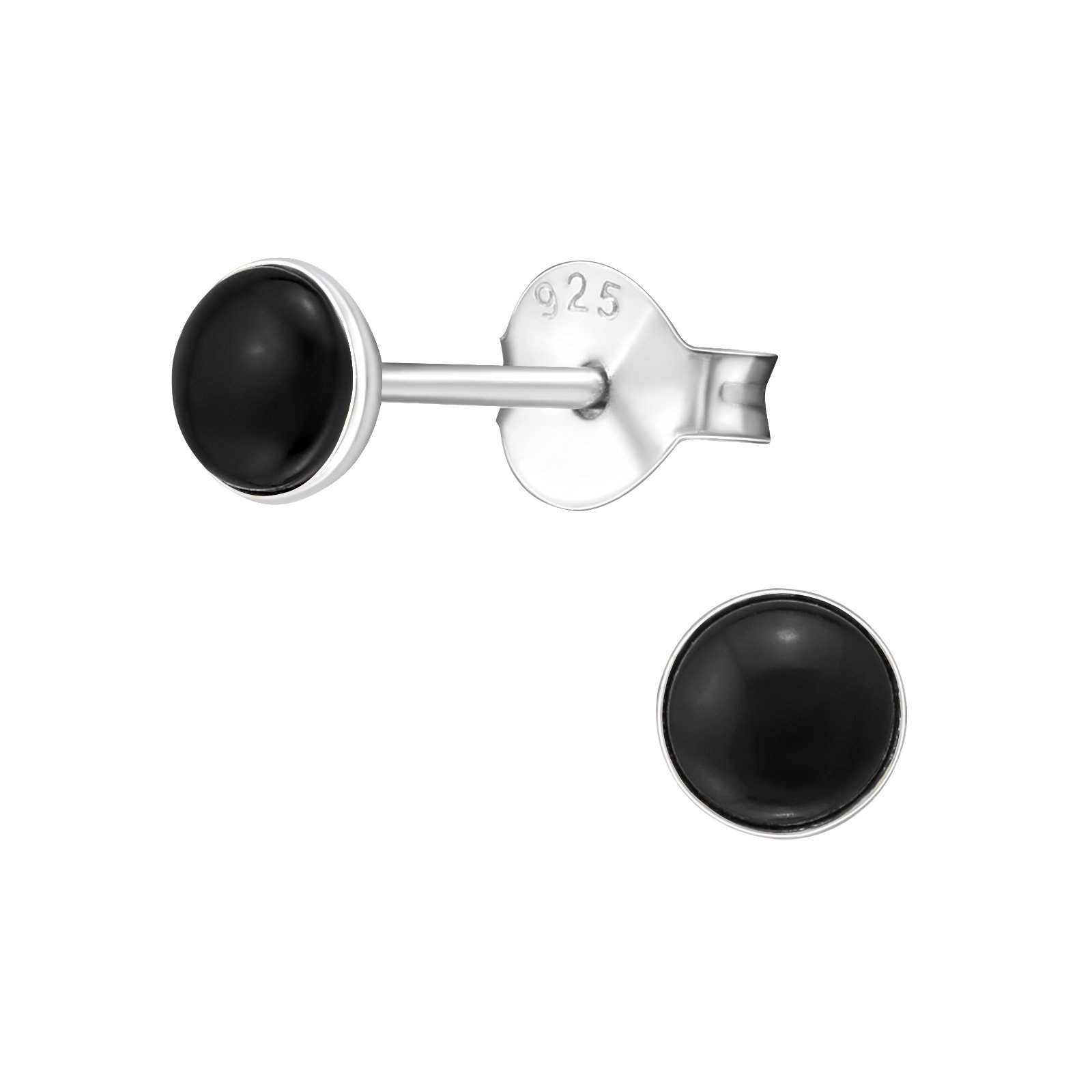 Laimons Orecchini Tondi In Argento 925 – Diametro 4 Mm, Colore Nero, Regalo In Confezione - 4