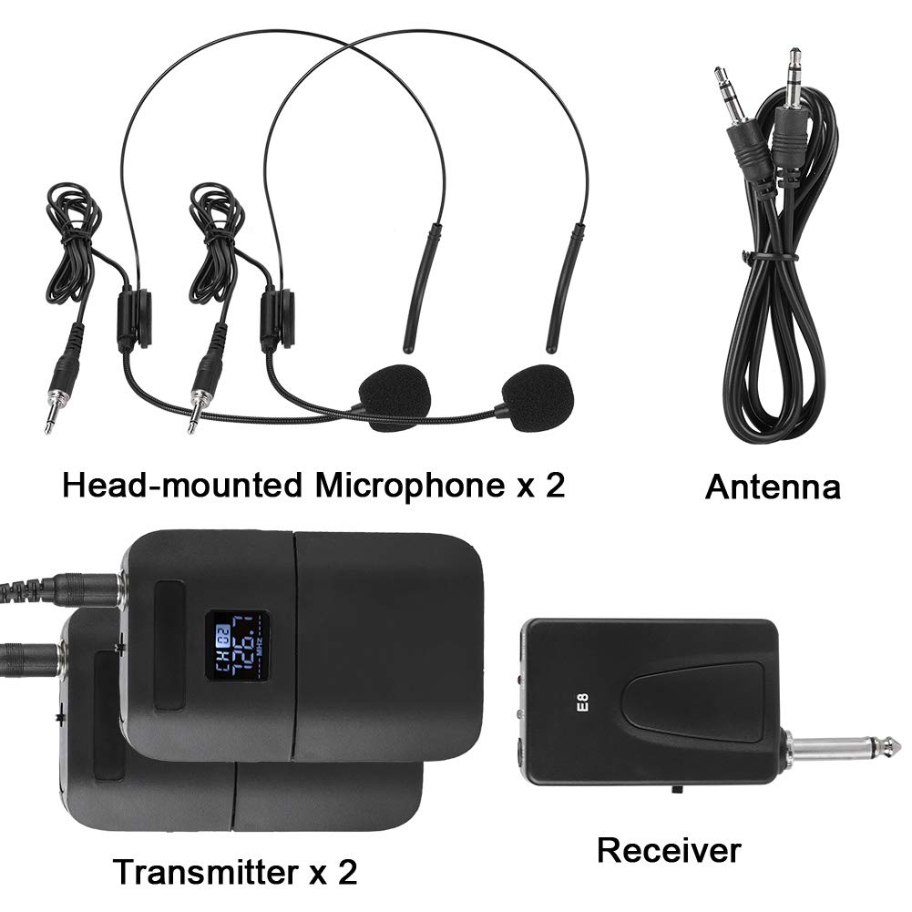 Microfono senza fili, microfono portatile senza fili UHF con ricevitore trasmettitore 2 in 1 microfono ricaricabile.