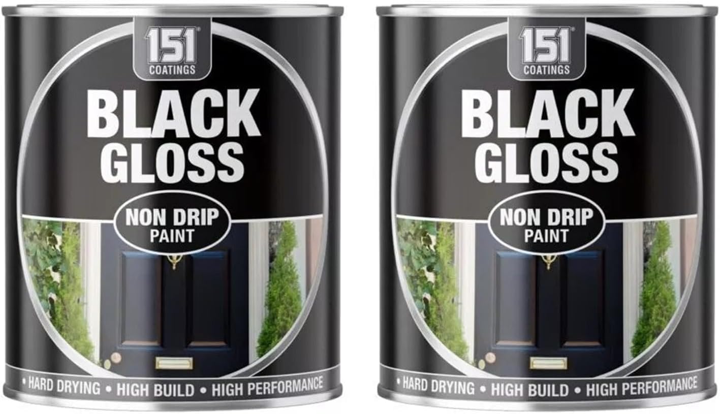 MSQUARE Non-Drip Paint, Smooth Finish, Weather Resistant, Easy Application, Long Lasting Shine, Quick Dry Formula, Ideal for Workshops, Garages, Offices & Schools, Black Gloss, 300ml (Pack of 2)